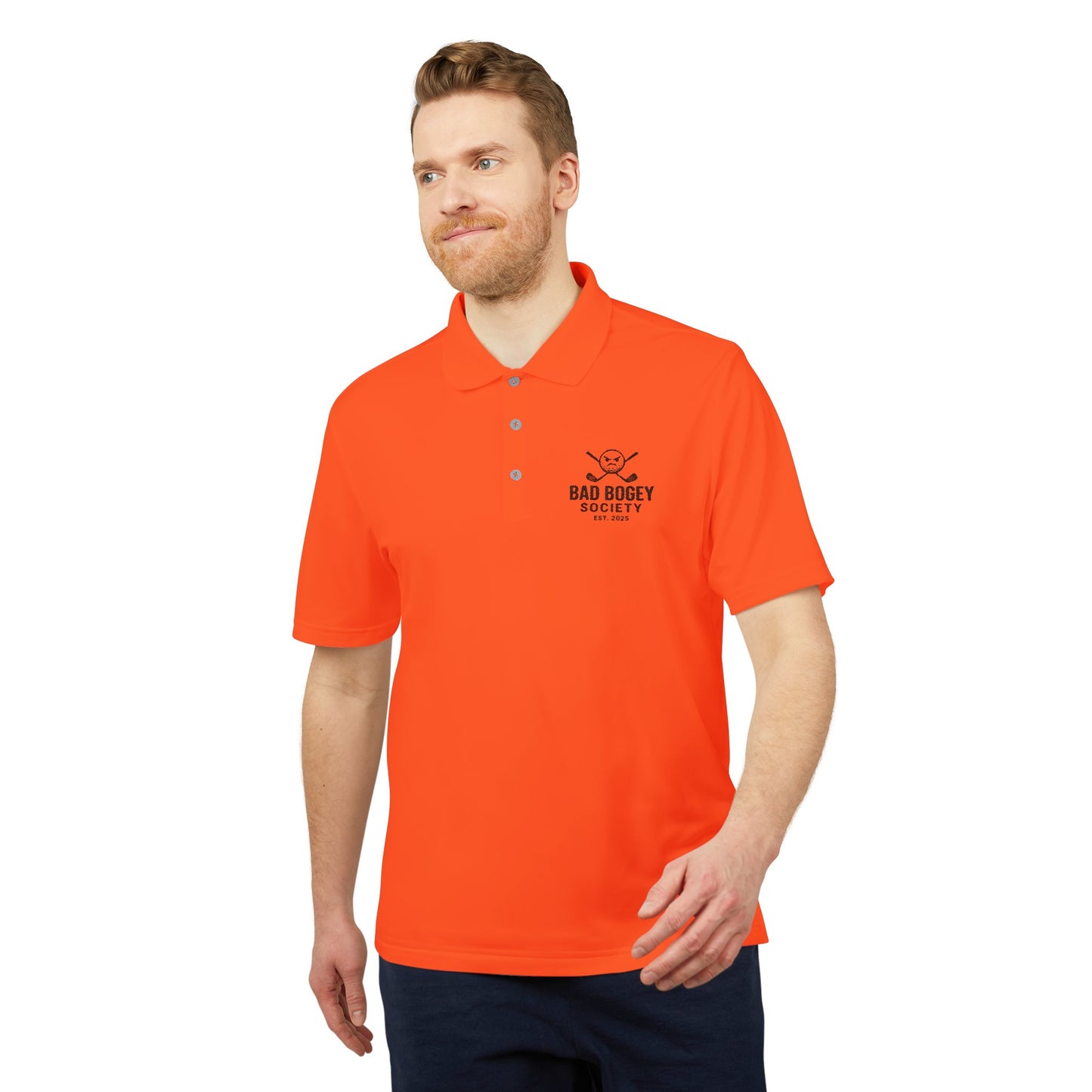 Adidas Unisex Performance Polo - Bad Bogey Society Golf Shirt | Eco-Friendly Sportswear | Cool & Comfortable | Gift for Golf Lovers