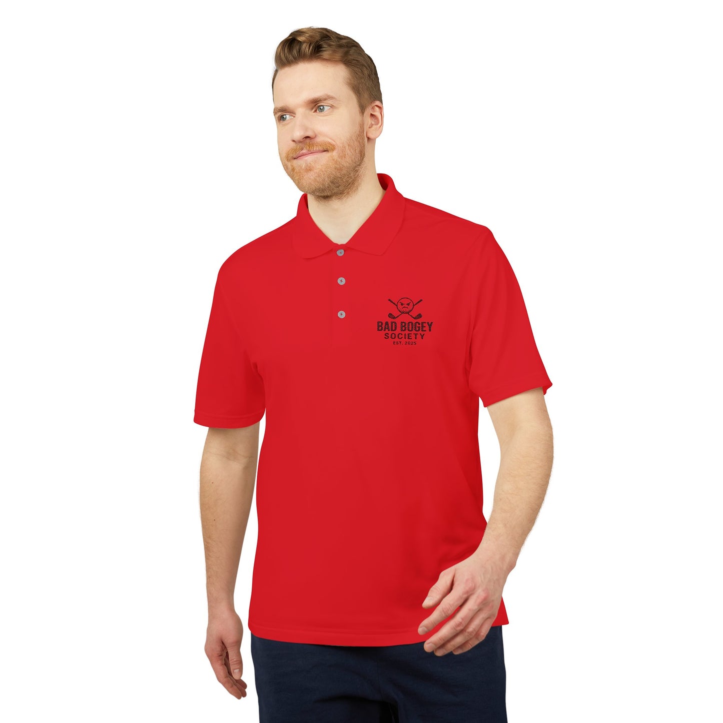 Adidas Unisex Performance Polo - Bad Bogey Society Golf Shirt | Eco-Friendly Sportswear | Cool & Comfortable | Gift for Golf Lovers