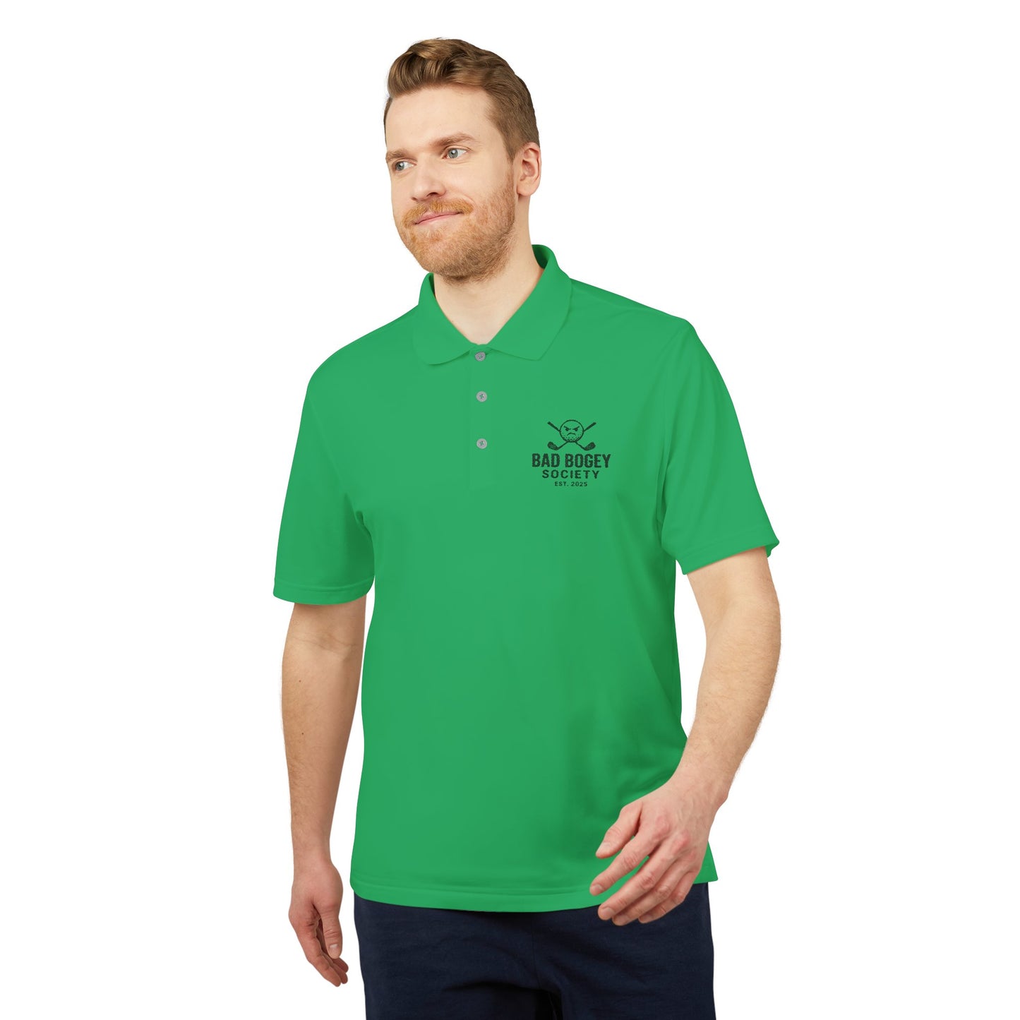 Adidas Unisex Performance Polo - Bad Bogey Society Golf Shirt | Eco-Friendly Sportswear | Cool & Comfortable | Gift for Golf Lovers