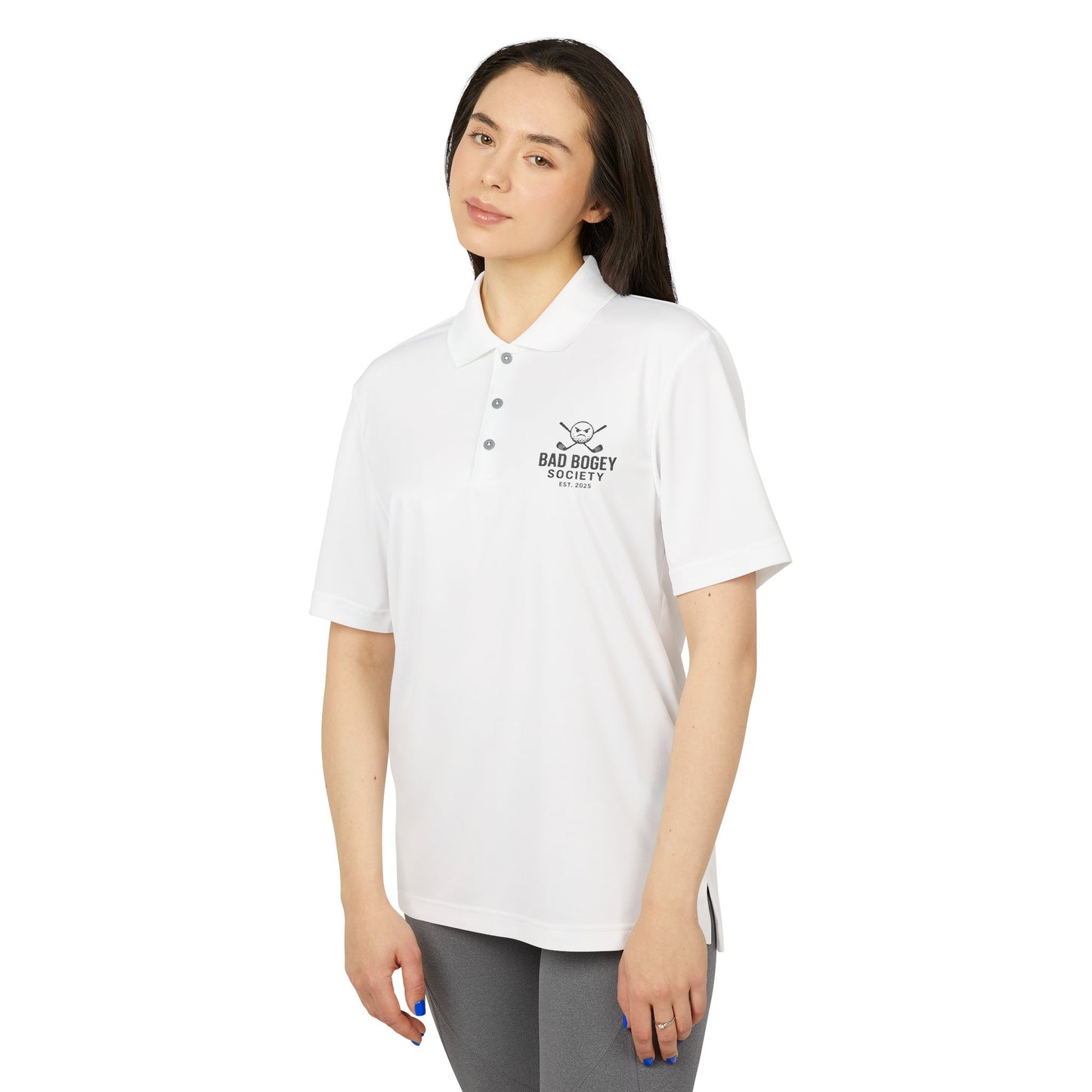 Adidas Unisex Performance Polo - Bad Bogey Society Golf Shirt | Eco-Friendly Sportswear | Cool & Comfortable | Gift for Golf Lovers