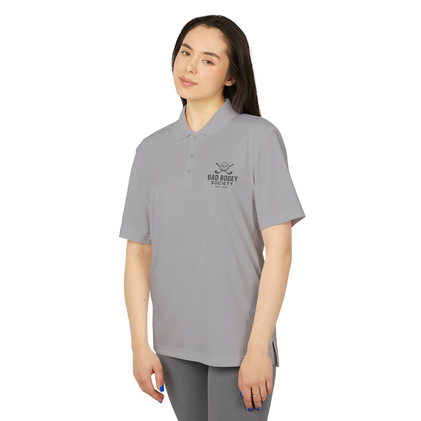 Adidas Unisex Performance Polo - Bad Bogey Society Golf Shirt | Eco-Friendly Sportswear | Cool & Comfortable | Gift for Golf Lovers