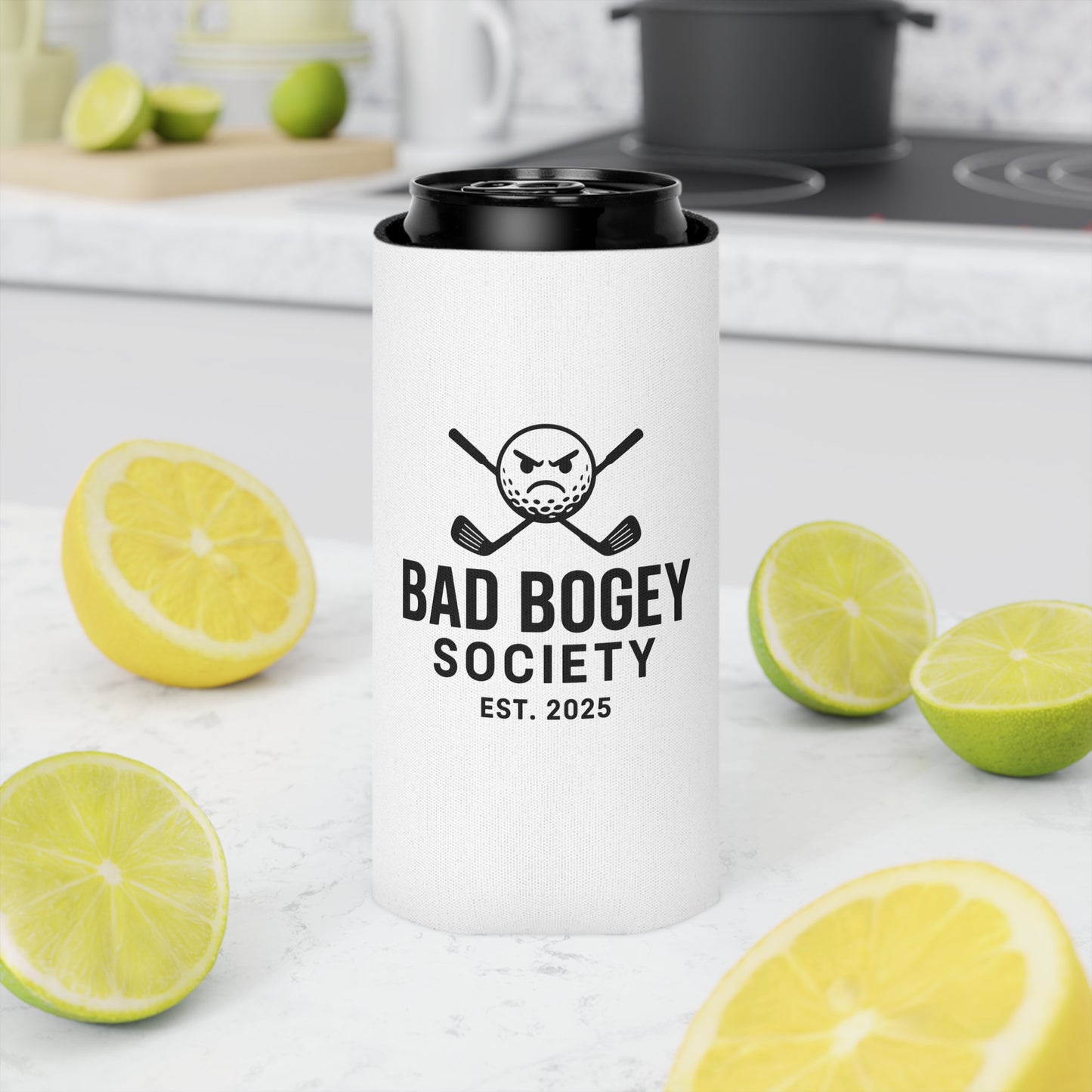 Bad Bogey Society Can Cooler – Fun Golf Gift & Drink Insulator | Perfect for Summer Parties & Outdoor Fun