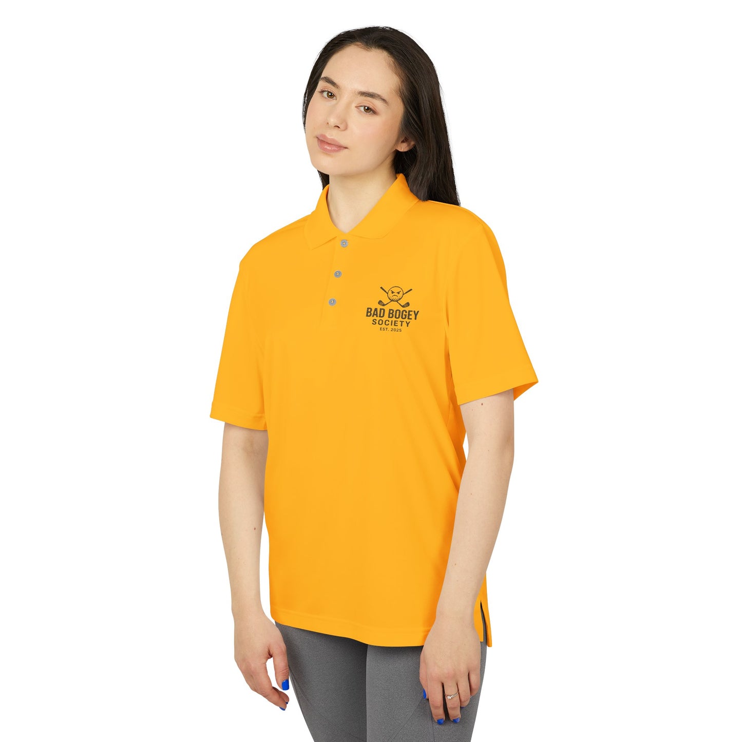 Adidas Unisex Performance Polo - Bad Bogey Society Golf Shirt | Eco-Friendly Sportswear | Cool & Comfortable | Gift for Golf Lovers